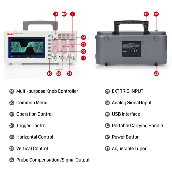 UNI-T Digital Storage Oscilloscope | 2 Channel 100MHz Bandwidth |1 GS/s ...