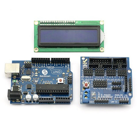 [Discontinued] SainSmart UNO + Sensor V5 + IIC LCD1602 Module Display For Arduino UNO MEGA R3