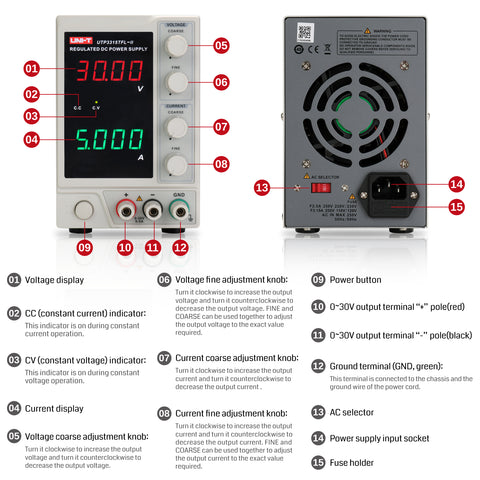 UNI-T UTP3315TFL-II labvoeding