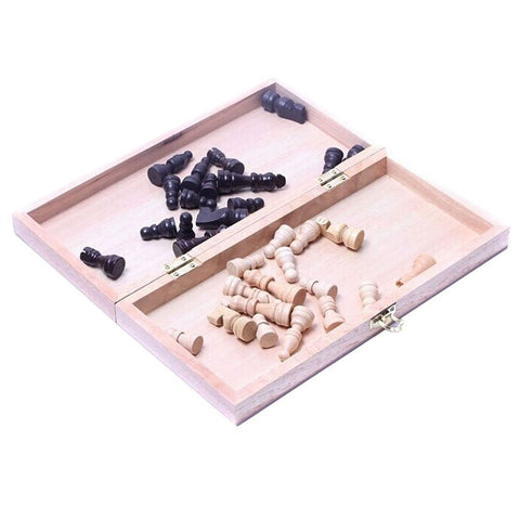 [Discontinued] SainSmart Jr. Sparkle Wooden Chess with Board Storage and Foldable Board White Christmas gift