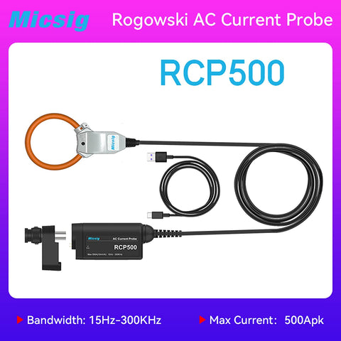 Micsig RCP500 Rogowski AC Current Probe, 300KHz, with Standard BNC Interface