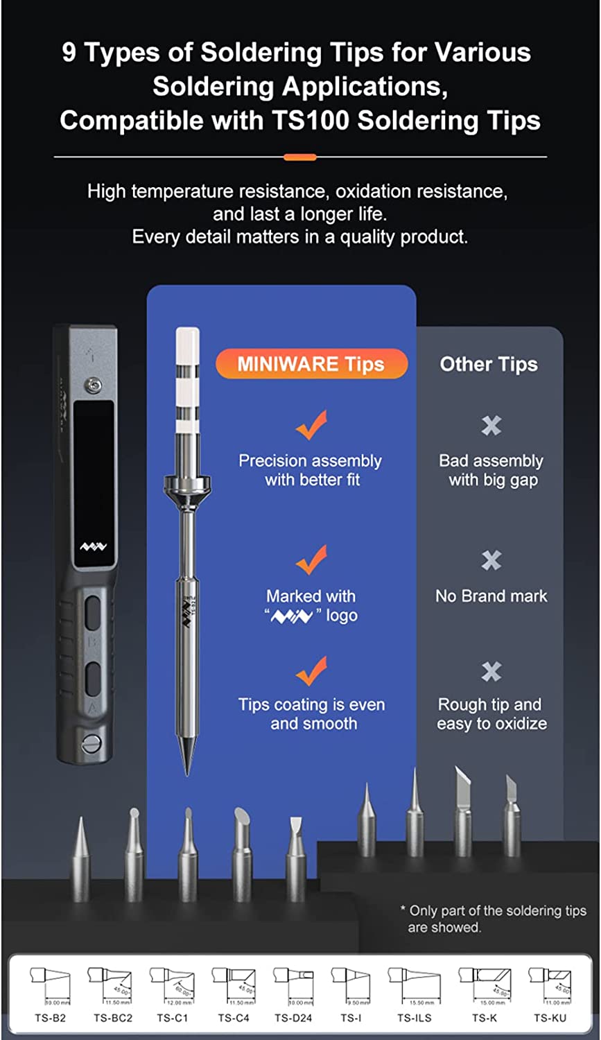 [Discontinued] TS101 65W Smart Soldering Iron with TS-B2 Tip & USB Typ ...