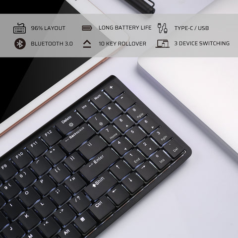 [Discontinued] [Open Box] Nimbleback LK-301 Bluetooth 3.0 Low Profile Mechanical Keyboard 96 Keys