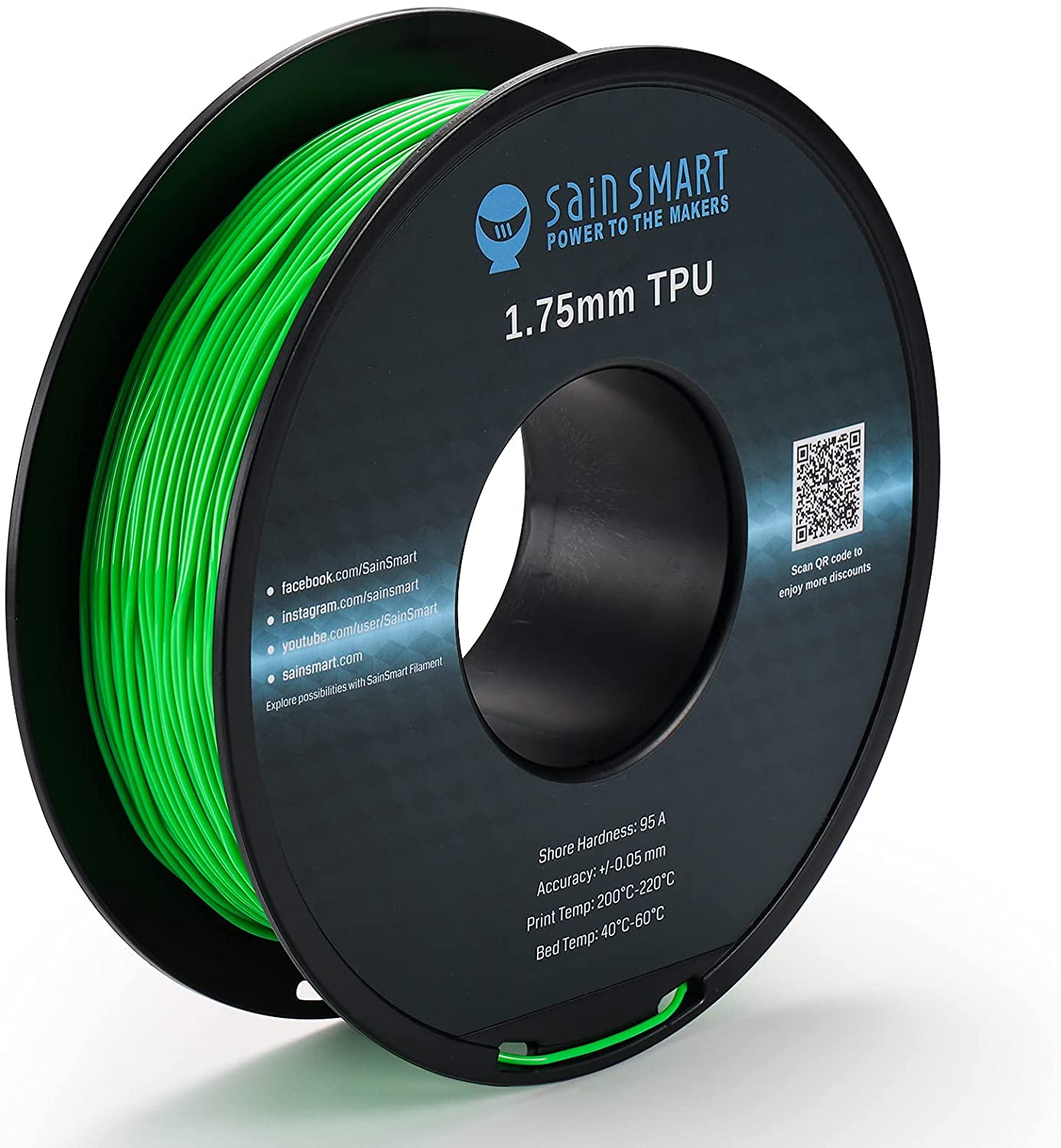 Neon Green, Cyberpunk Color TPU Filament 1.75mm 0.8kg/1.76lb ...