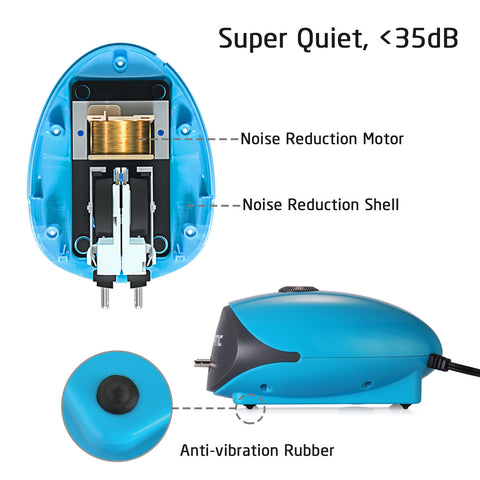 [Discontinued] [Open Box] XpertMatic DB-366 127GPH 7W Dual Outlet Adjustable Aquarium Air Pump