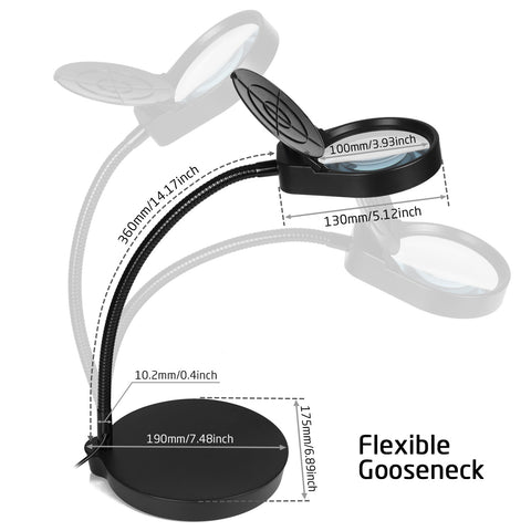 [Discontinued] XpertMatic PD-4S 2in1 LED Flexible Magnifier, 5X, 38LEDs, 360mm