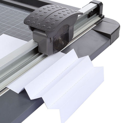 [Discontinued] Jielisi A4 Wood Rotary Guillotine Ruler Paper Cutter Trimmer White-Black