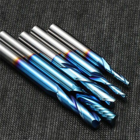 SS05A, 1/4" Shank, Spiral Router Bits, for Wood Working, Metal, Acrylic MDF PVC ABS, 5pcs