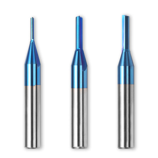 SR03A, 1/4'' Shank, Straight Plunge,Trimming Cutter, Double Flute Straight Bits, 3PCS