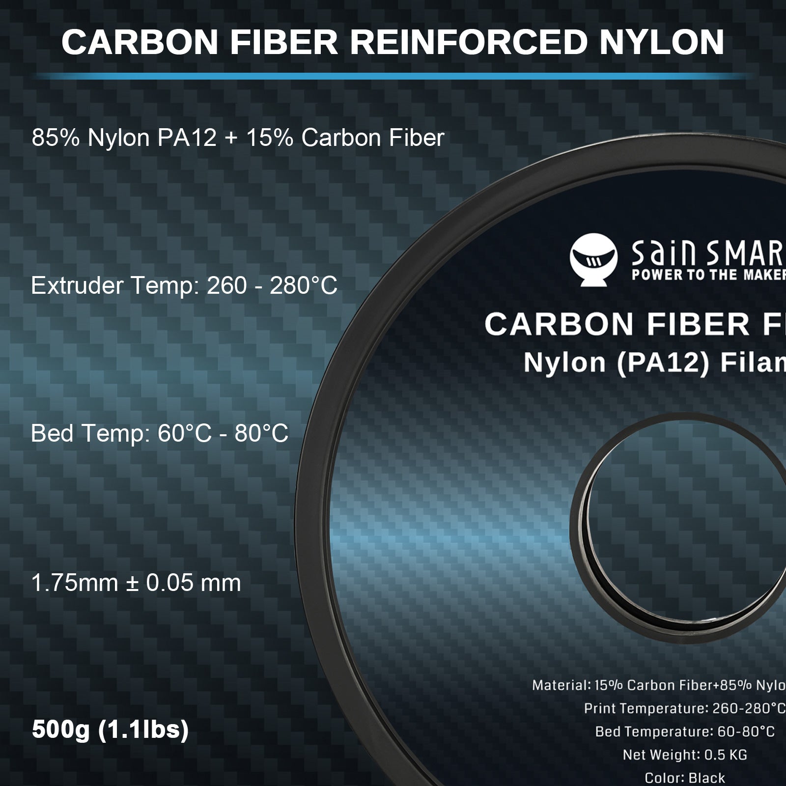 SainSmart ePA12-CF Nylon Filament - Thumbnail 4