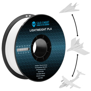 LW PLA Filament 1.75mm, White, 1KG, Lightweight Low-Density Active Foaming for 3D Print RC Planes Drone Parts