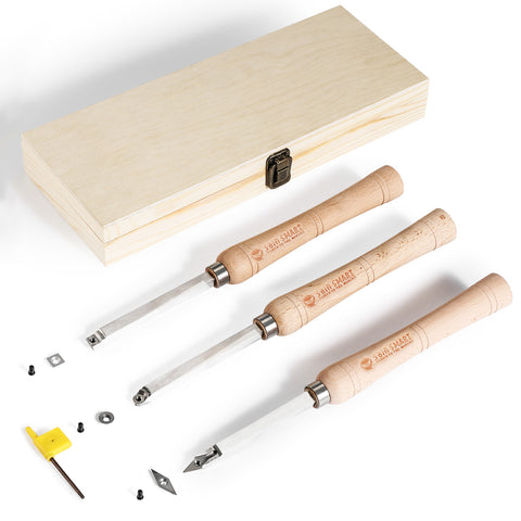 3pcs Carbide Wood Lathe Turning Tool Set