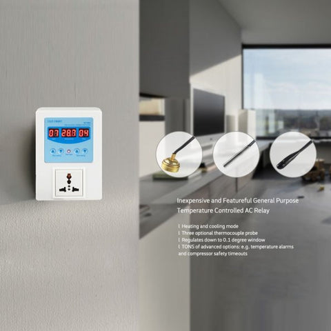 [Discontinued] SainSmart RC100A Digital Temperature Controller Thermostat, AC110V-240V, 1 Relay with Sensor, 9? to 99?