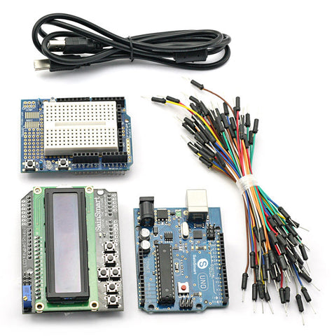 [Discontinued] UNO Prototype Kit + Keypad LCD + Breadboard