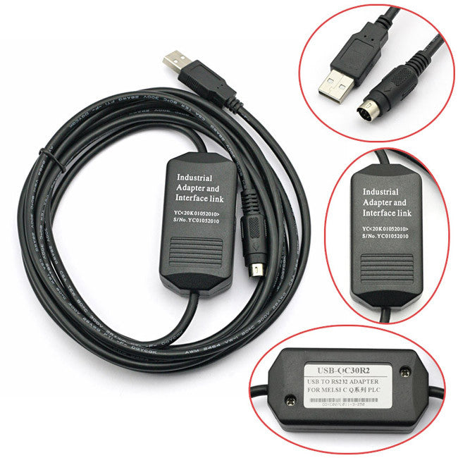 Mitsubishi PLC Programming Cable – USB To QC30R2 Interface For Q Series