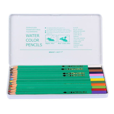 [Discontinued] Liberty 12 Brilliant Colors GR-12 Water Soluble Pencils Watercolor Assorted Gift